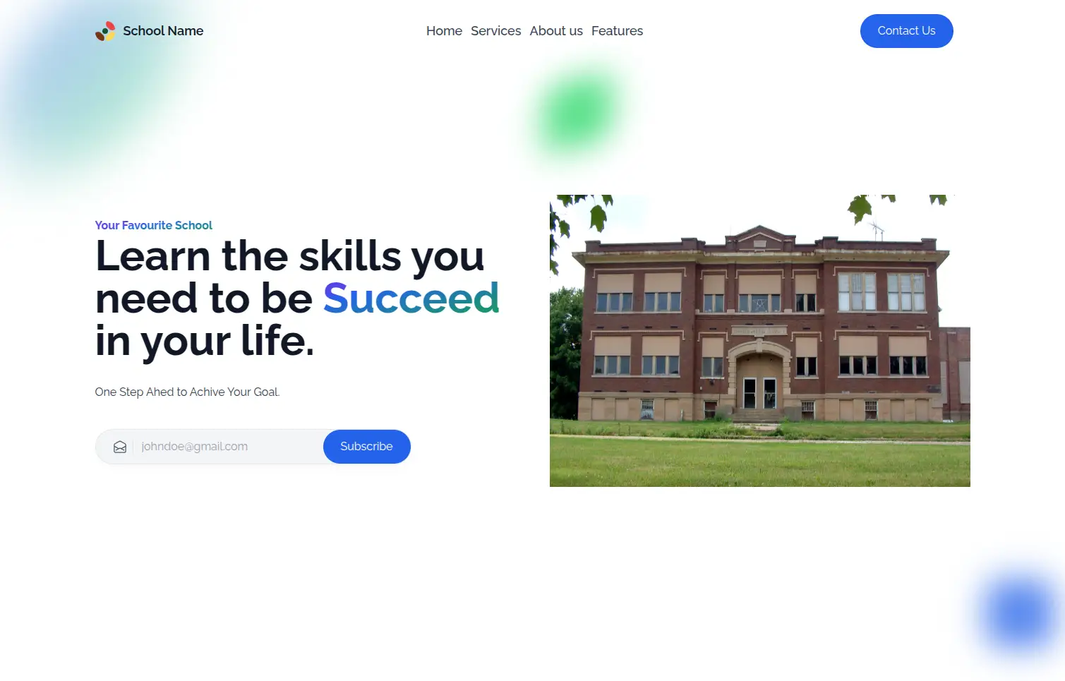 Modern School Landing Page